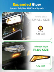 VI9000 amber triangular turn signal close detail for high visibility