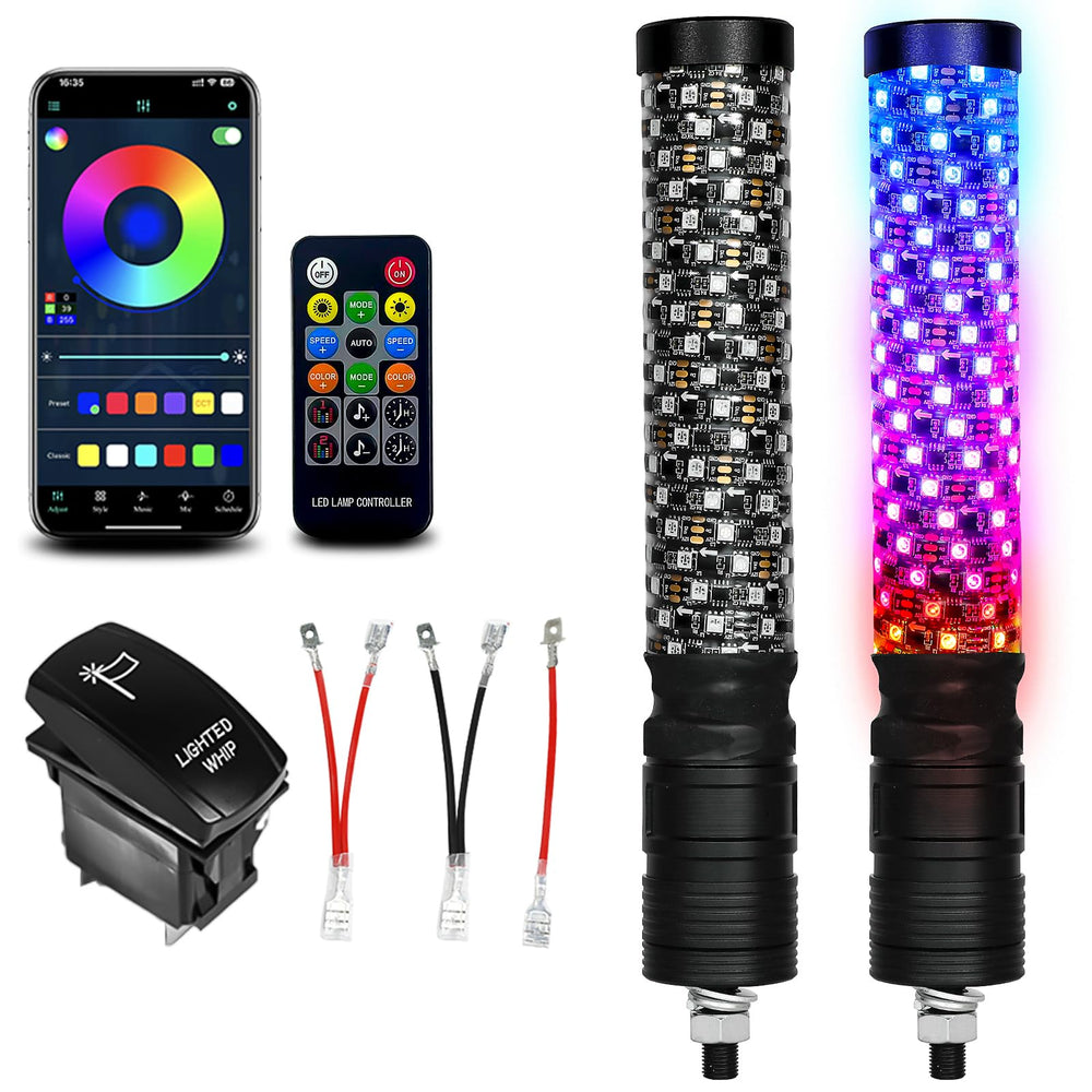 VI9000 front packaging showing both 1ft whip lights and accessories for quick install