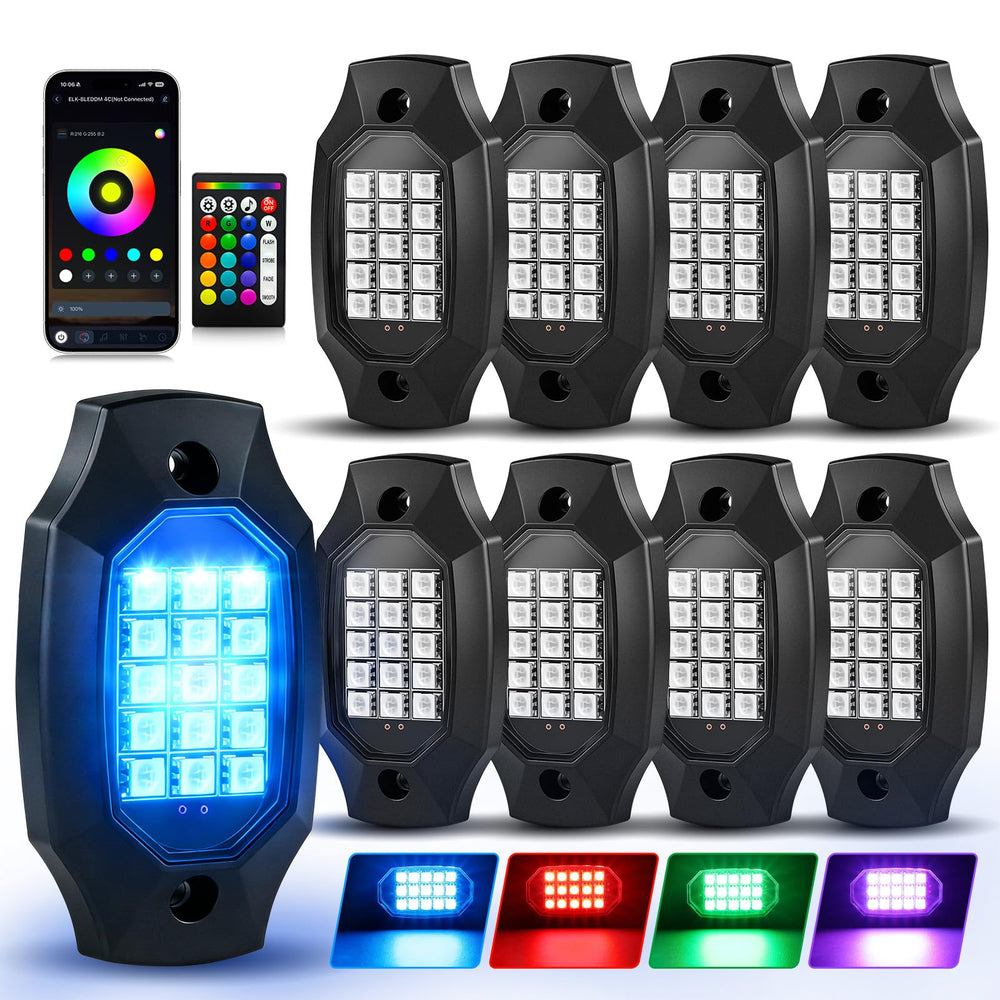 VI9000 front view of mounted rock lights shows bright underglow benefit