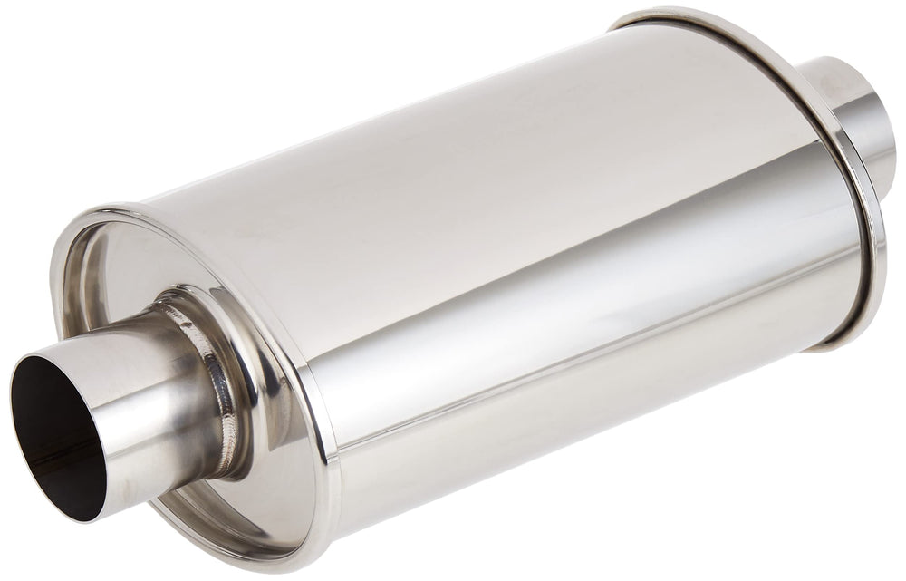 Vibrant Performance resonator front view showing inlet and outlet, reduces noise