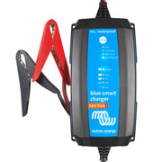 Victron Energy front view showing compact smart charger and status LEDs for quick identification