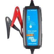 Victron Energy front view showing compact IP65 charger and controls, reliable charging