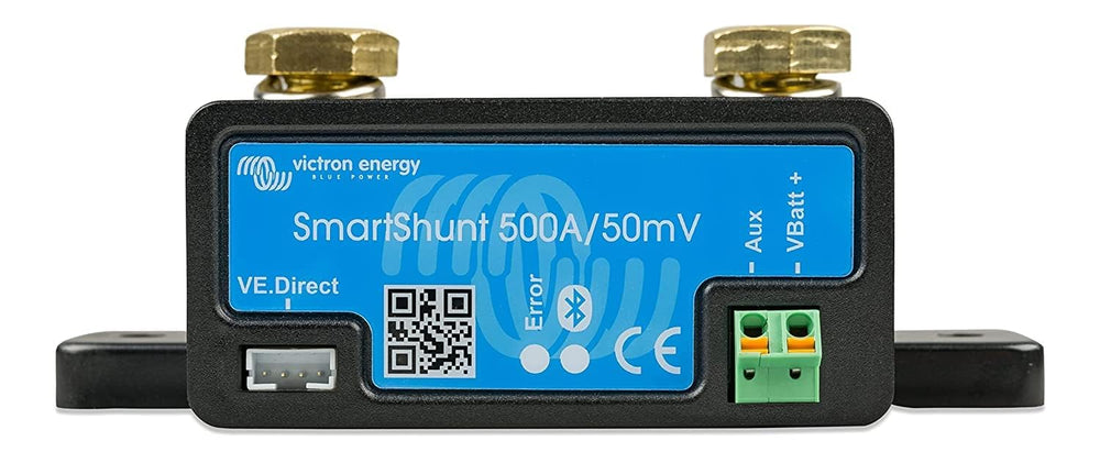 Victron Energy SmartShunt front view showing compact design and easy monitoring