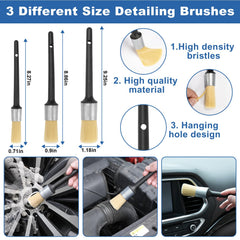 Viewsun detailing brushes array suited for crevices, seats, and wheels