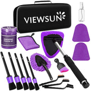 Viewsun front packaging showing the full 17-piece purple kit and portability benefit