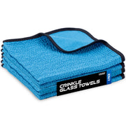 VIKING front pack of four blue 16x16 glass microfiber cloths showing contents and color