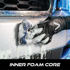 VIKING mesh bug sponge in use on windshield demonstrating fast bug removal without scratching
