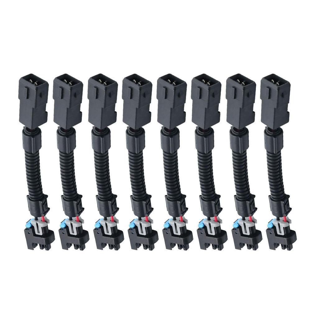 VIKKSAER front view of 8-piece injector pigtail kit showing complete set and packaging, simplifies swaps