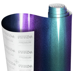 VViViD front packaging showing chameleon blue-purple wrap and size benefit