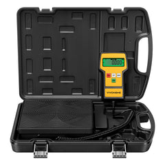 VIVOHOME front view showing scale supporting refrigerant cylinder for secure measurement
