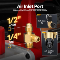 VIVOHOME close-up of 1/4" SAE and 1/2" Acme intake fittings for flexible hookups