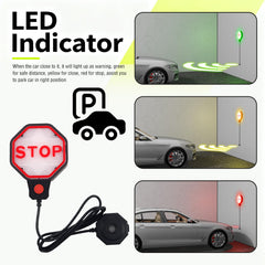 VKQTS mounted in garage behind car providing visible parking guidance and space savings