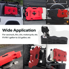 VKVXCLON mounted on a vehicle roof rack, stable transport for fuel cans