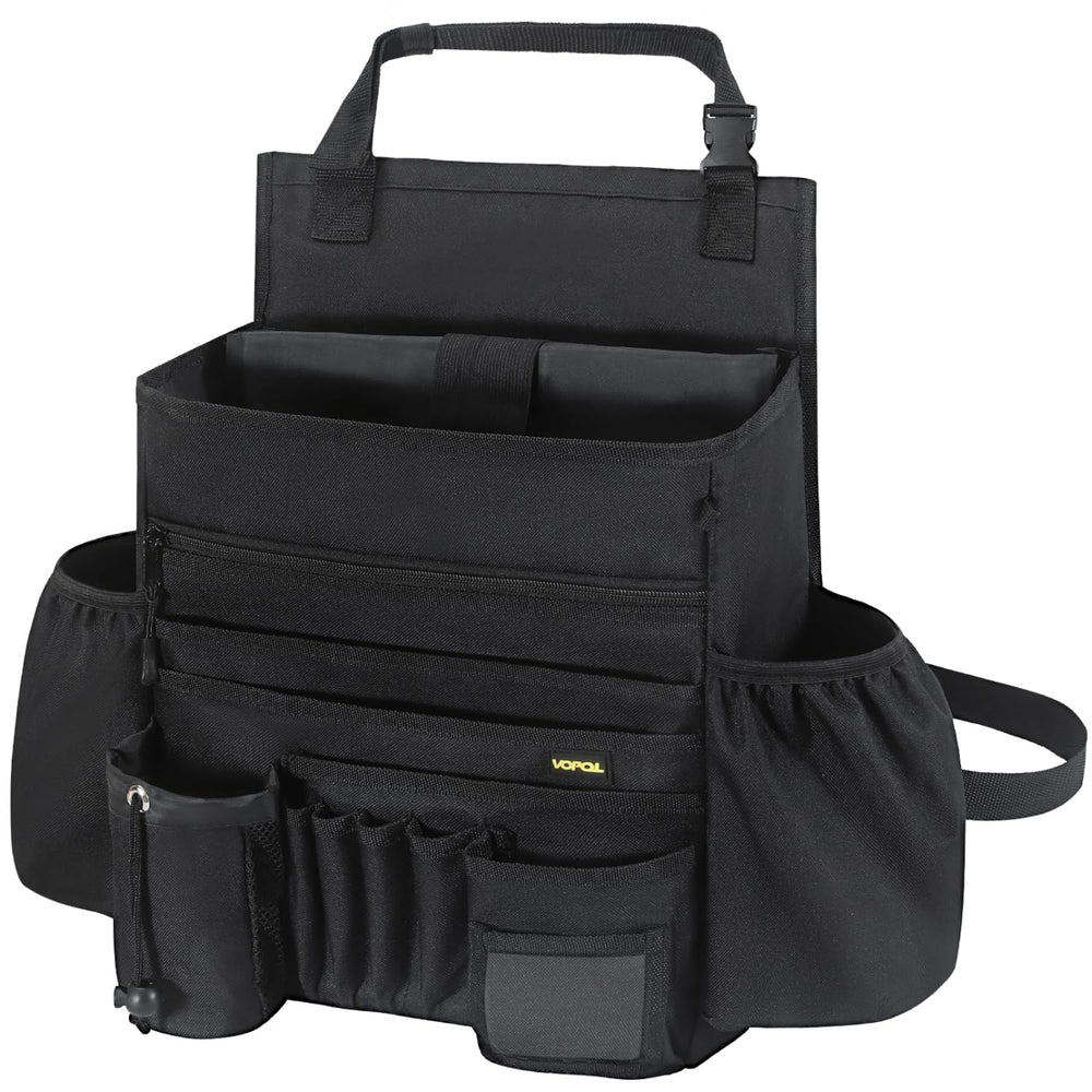 VOPQL front seat organizer mounted showing neat storage and quick access