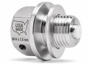 Votex front view of stainless drain plug showing durable body and finish benefit