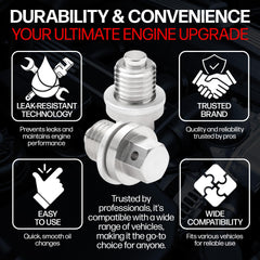 Votex drain plug installed under vehicle demonstrating easy replacement benefit