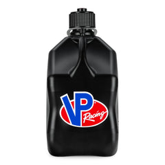 VP Racing front view of 5.5 gal jug showing compact, stackable shape and durability