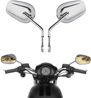 VPZMT front view chrome teardrop mirrors showing polished finish and classic style