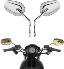 VPZMT front view chrome teardrop mirrors showing polished finish and classic style
