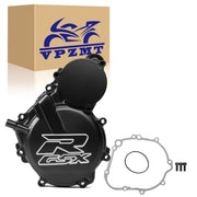 VPZMT left stator cover front view showing durable black finish and bolt points