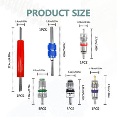 Vrasly green and black R134a valve cores close-up showing color coding benefit