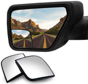 VrooeCoe front view on F-150 mirror showing seamless custom fit and improved field of view