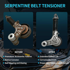 VROVO new tensioner next to worn unit to visualize lifespan improvement