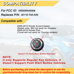 vurkcy back label displaying part numbers KR55WK49308 and 35118-TA0-A00 for accurate fit