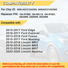 Vurkcy back label with FCC ID and frequency for correct vehicle fitment