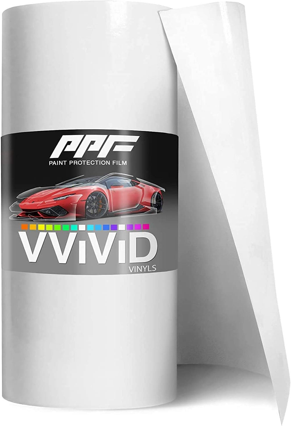 VViViD PPF front packaging showing roll and dimensions, clear protective benefit