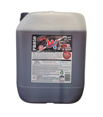 W Pro50 front label on 2.5 gallon jug showing product identity and volume