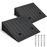 WADIQIU front view of two 6-inch rubber curb ramps showing size and shape, durable protection