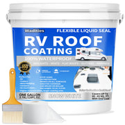 Wadities front pail showing label and white roof coating benefit