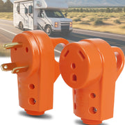 Wadoy front view of 30A RV plug shows secure fit and quick identification
