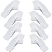 Wadoy front view of four white gutter spouts highlighting easy replacement and visual clarity