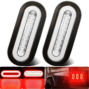 WahMOTOTin front view clear lens oval tail light showing bright red output and improved visibility