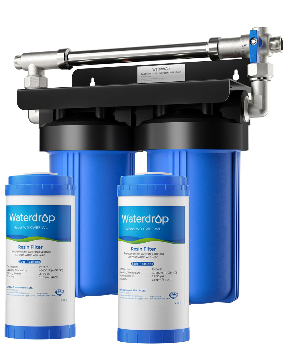 Waterdrop front view showing compact unit and simple controls for spot-free rinses