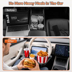 WAYSEFUN with laptop on tray in parked car enabling productive work