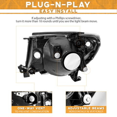WEELMOTO headlight installed on a 2008 Tacoma demonstrating direct-fit ease