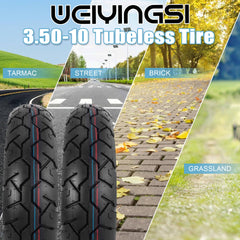 WEIYINGSI tire mounted on scooter demonstrating road grip benefit