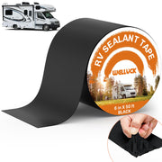 WELLUCK front packaging of 6x50 black RV roof tape showing product branding and size, durable solution