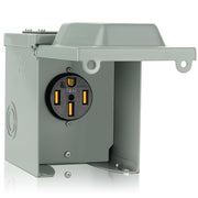 WELLUCK front view enclosed RV outlet showing weatherproof benefit