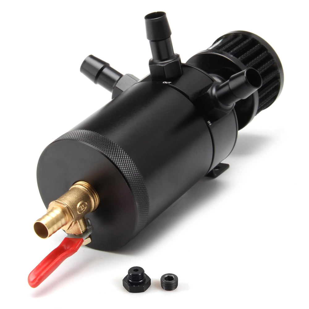 WENJTP front view oil catch can showing ports and compact design benefit