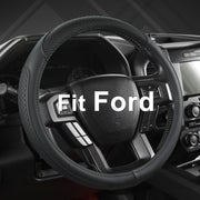 West Llama front view of black steering wheel cover showing fit and style, enhances interior