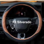 West Llama front view of brown steering wheel cover showing fit and finish