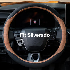 West Llama front view of brown steering wheel cover showing fit and finish