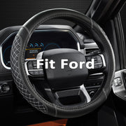 West Llama front view of quilted steering wheel cover showing refined styling and protection