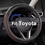 West Llama front view of steering wheel cover showing fit and color, enhances cabin style
