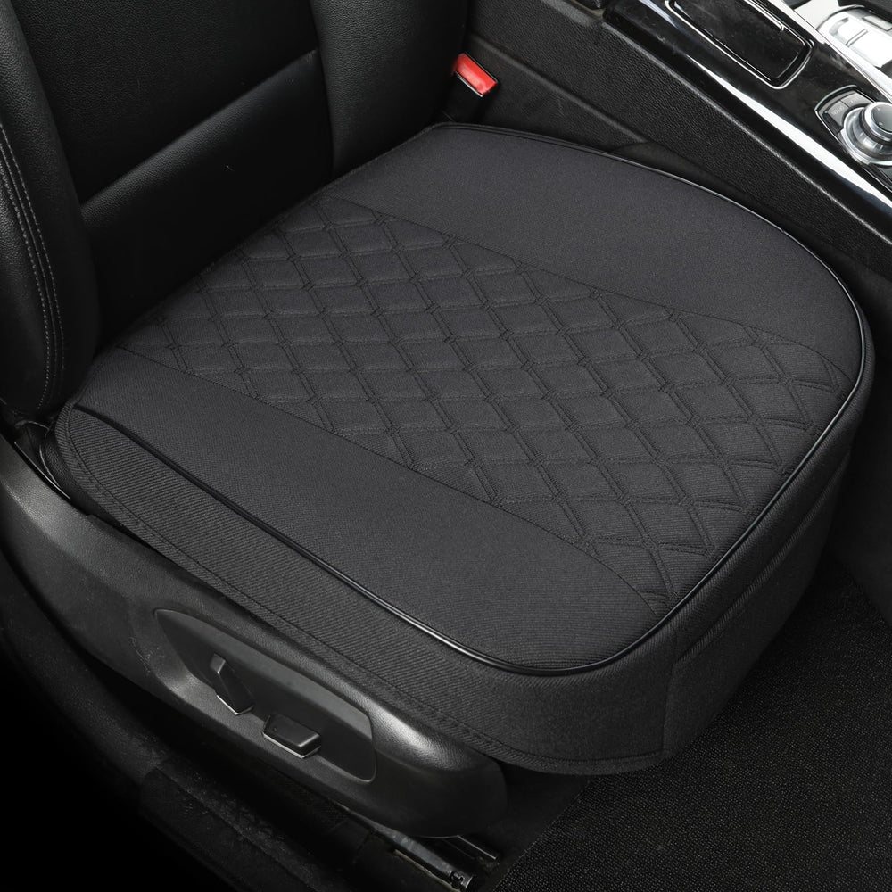 West Llama packaging showing two black front seat covers and contents for quick setup