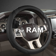 West Llama front view of packaged steering wheel cover, shows fit and style benefit